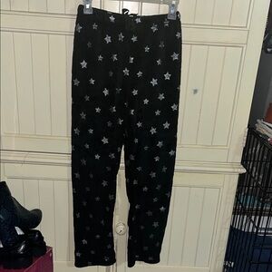 Fuzzy Star Print Pajama Pants